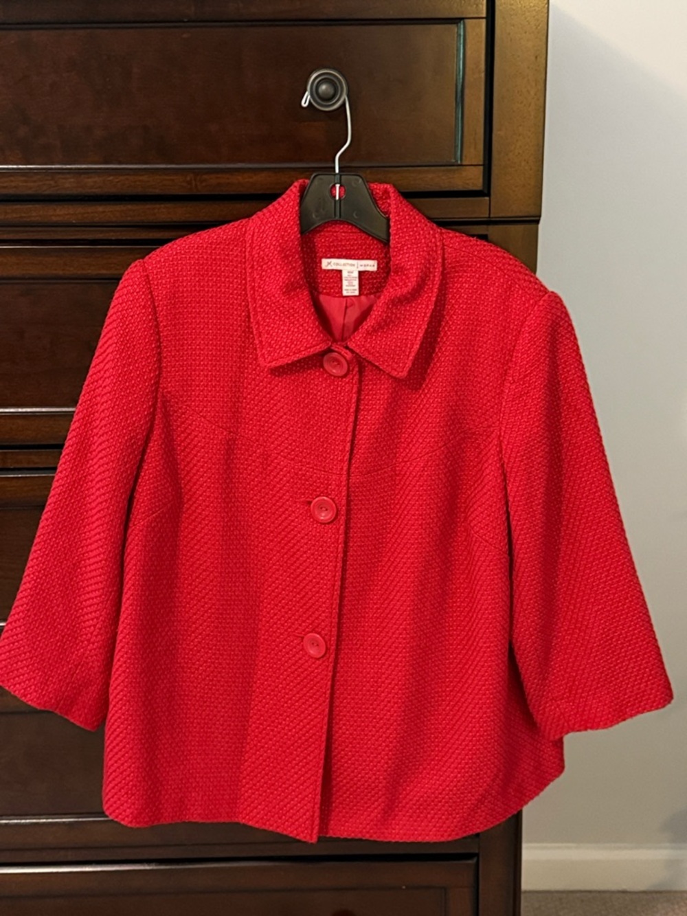 Bright Red Textured Short Blazer
